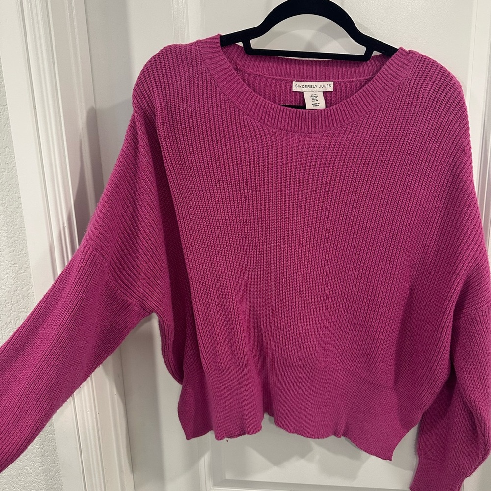 Sincerely Jules Fuchsia Crew Neck Sweater